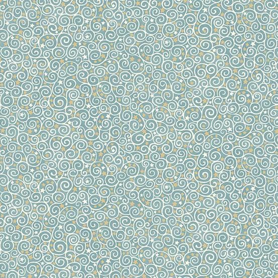 Charmed - Scroll in Teal - by Makower UK with Andover Fabrics