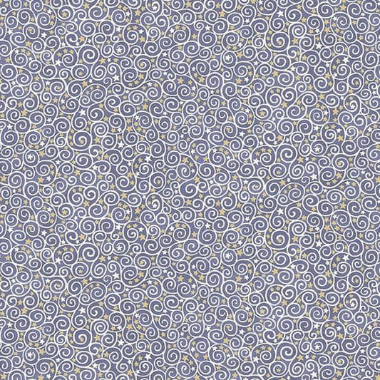 Charmed - Scroll in Blue - by Makower UK with Andover Fabrics