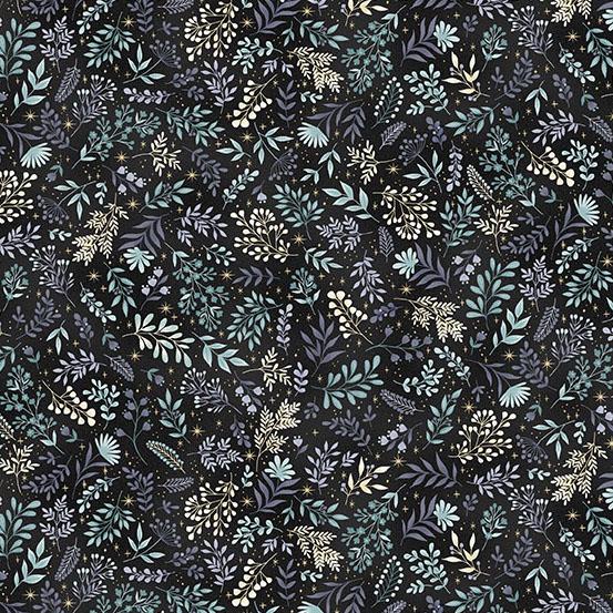 Charmed - Flora in Black - by Makower UK with Andover Fabrics