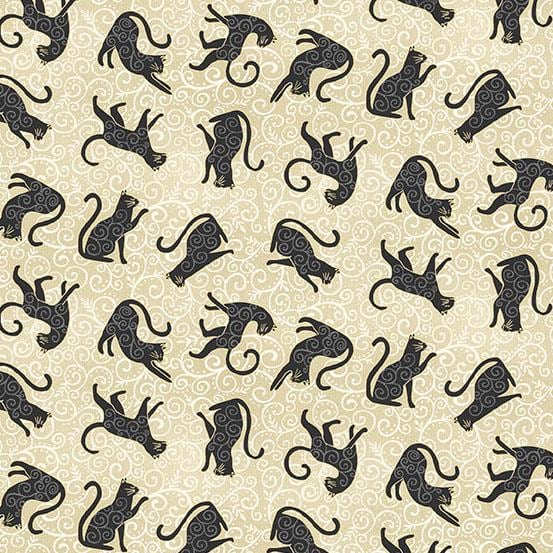 Charmed - Whiskers in Cream - by Makower UK with Andover Fabrics
