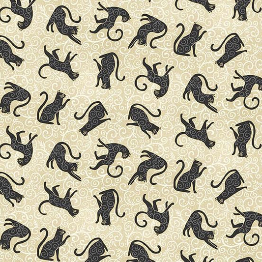 Charmed - Whiskers in Cream - by Makower UK with Andover Fabrics