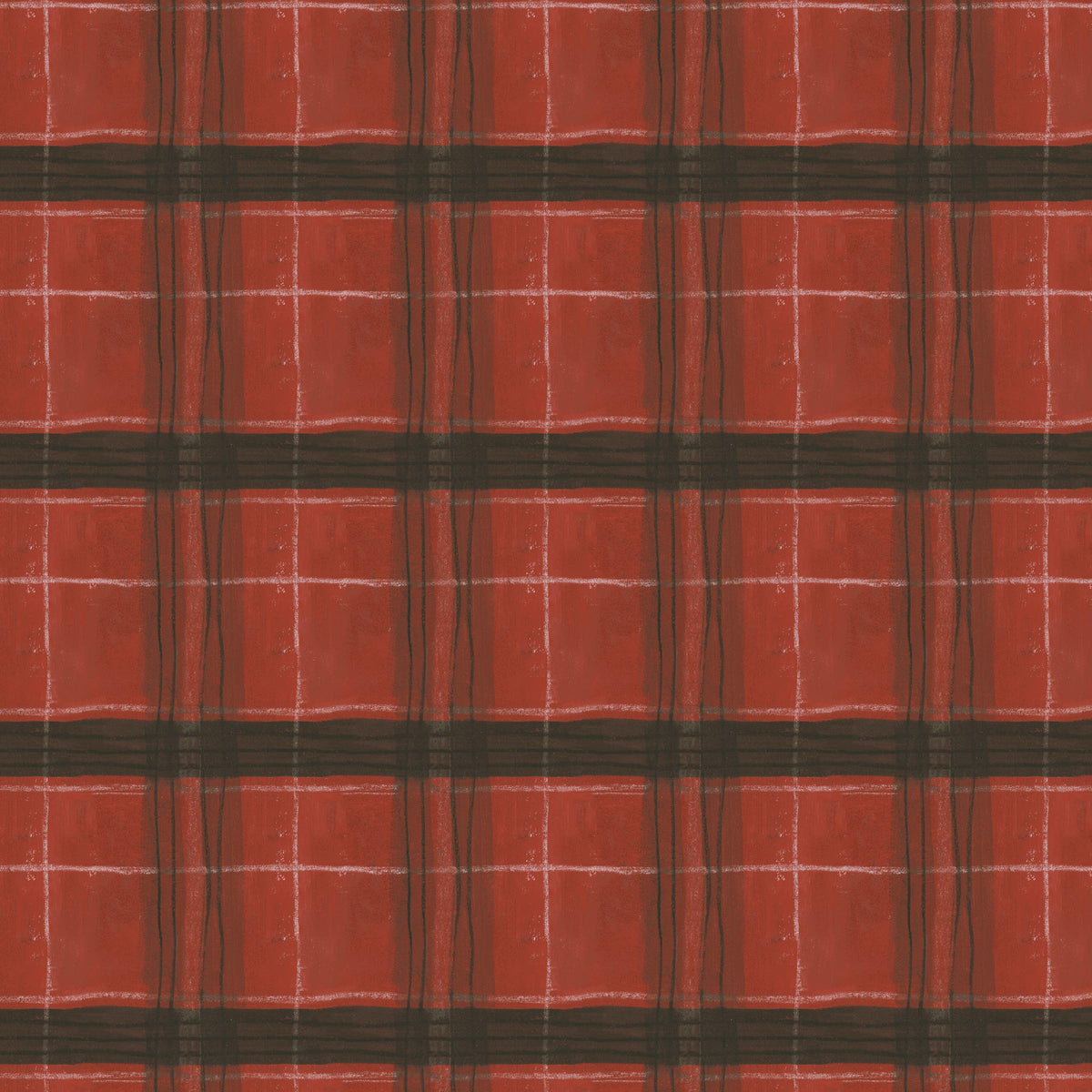 The Plaid One - Window Pane Plaid in Barn Red - by Marcia Derse with Windham Fabrics