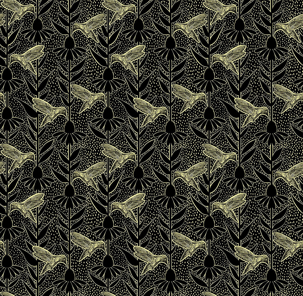 Indelible Ink - Humming in Black - by Anna Maria Textiles