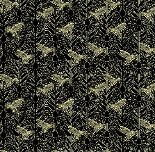 Indelible Ink - Humming in Black - by Anna Maria Textiles
