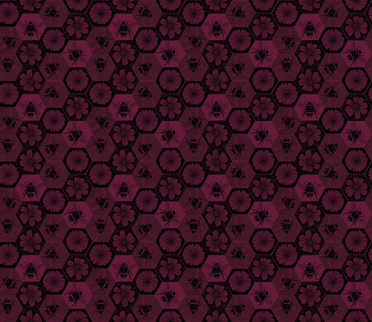 Indelible Ink - Busy in Mulberry - by Anna Maria Textiles