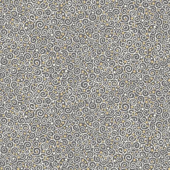 Charmed - Scroll in Grey - by Makower UK with Andover Fabrics