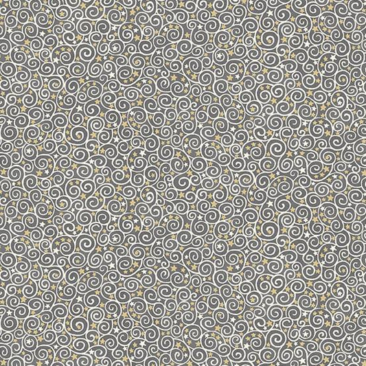 Charmed - Scroll in Grey - by Makower UK with Andover Fabrics