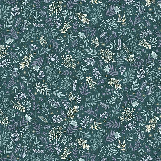 Charmed - Flora in Teal - by Makower UK with Andover Fabrics