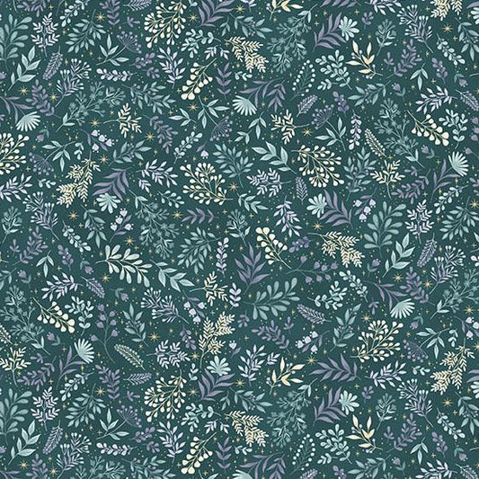 Charmed - Flora in Teal - by Makower UK with Andover Fabrics