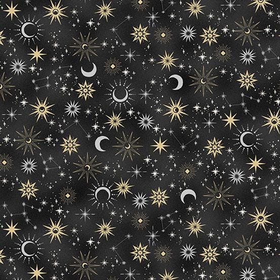 Charmed - Galaxy in Black - by Makower UK with Andover Fabrics