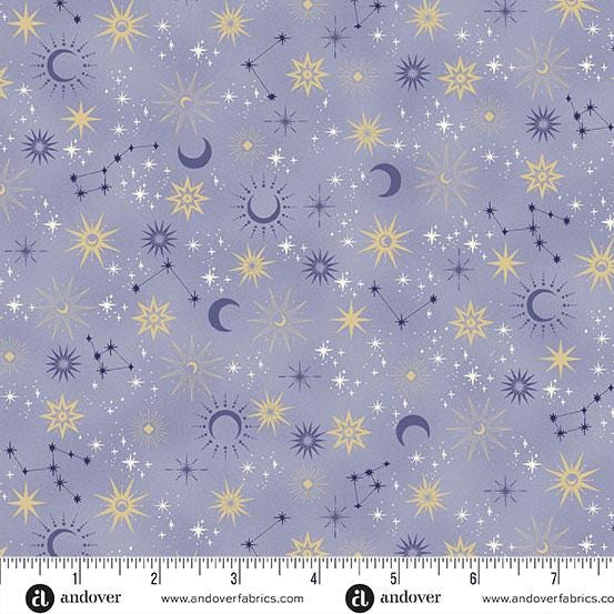 Charmed - Galaxy in Blue - by Makower UK with Andover Fabrics