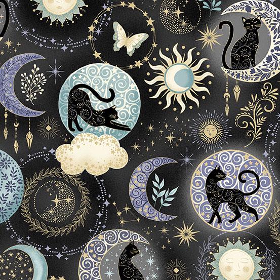 Charmed - Twilight Black - by Makower UK with Andover Fabrics