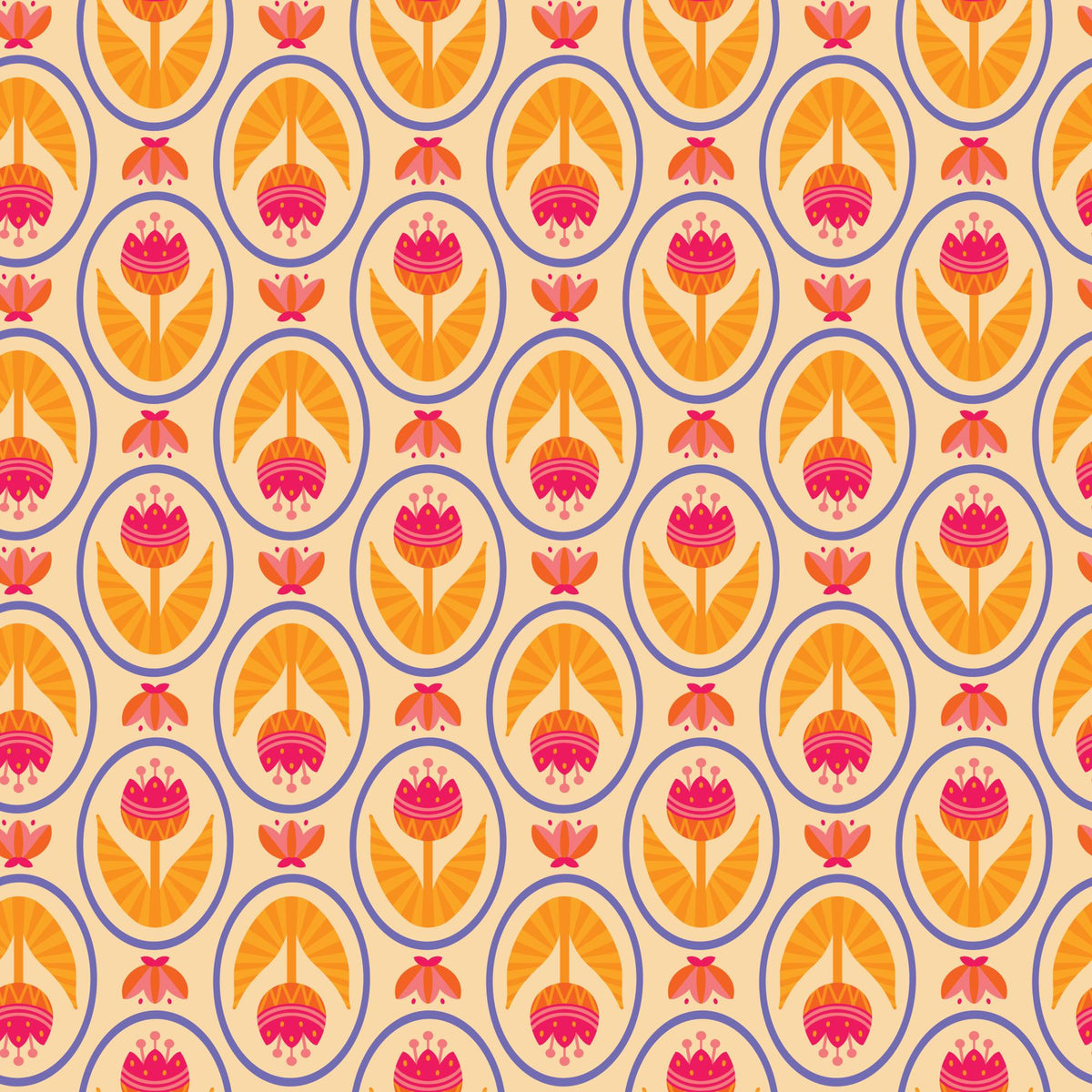 Blooming Garden - Tulip Love in Pale Orange - by Jojulein Design with Cloud 9 Organic Fabrics