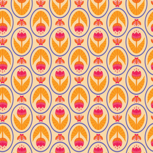 Blooming Garden - Tulip Love in Pale Orange - by Jojulein Design with Cloud 9 Organic Fabrics