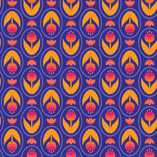 Blooming Garden - Tulip Love in Blue - by Jojulein Design with Cloud 9 Organic Fabrics