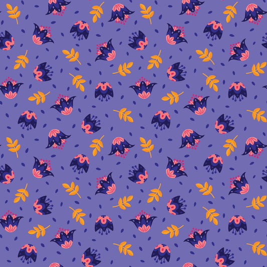 Blooming Garden - Flower Dance in Blue - by Jojulein Design with Cloud 9 Organic Fabrics