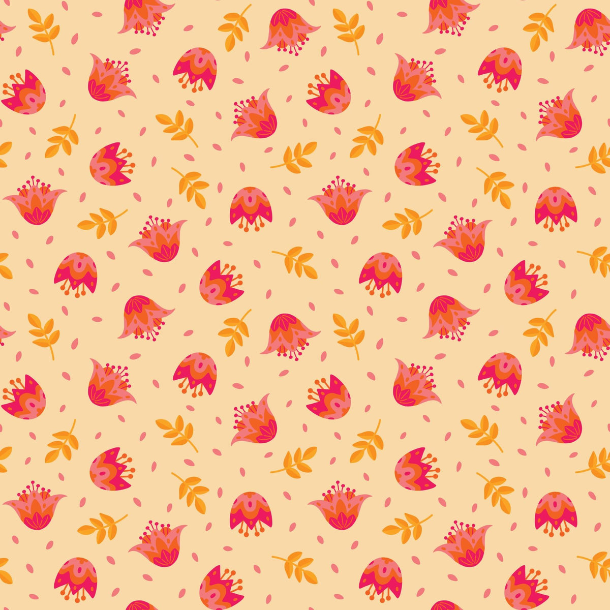 Blooming Garden - Flower Dance in Pale Orange - by Jojulein Design with Cloud 9 Organic Fabrics
