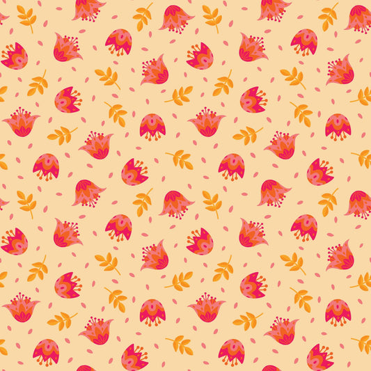 Blooming Garden - Flower Dance in Pale Orange - by Jojulein Design with Cloud 9 Organic Fabrics