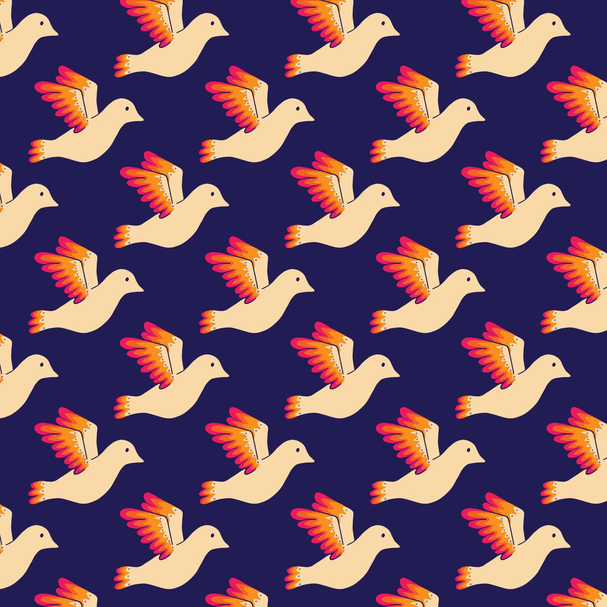Blooming Garden - Birdies in Navy - by Jojulein Design with Cloud 9 Organic Fabrics