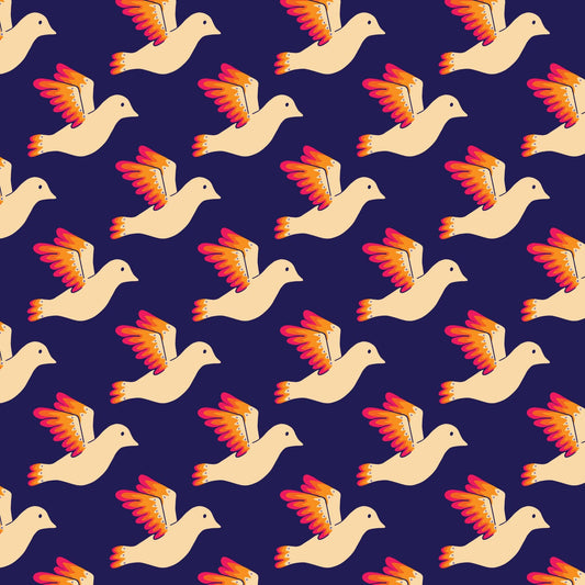 Blooming Garden - Birdies in Navy - by Jojulein Design with Cloud 9 Organic Fabrics