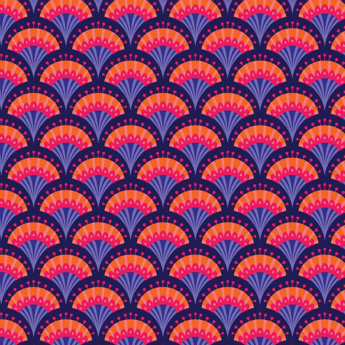 Blooming Garden - Fan Flowers in Navy - by Jojulein Design with Cloud 9 Organic Fabrics