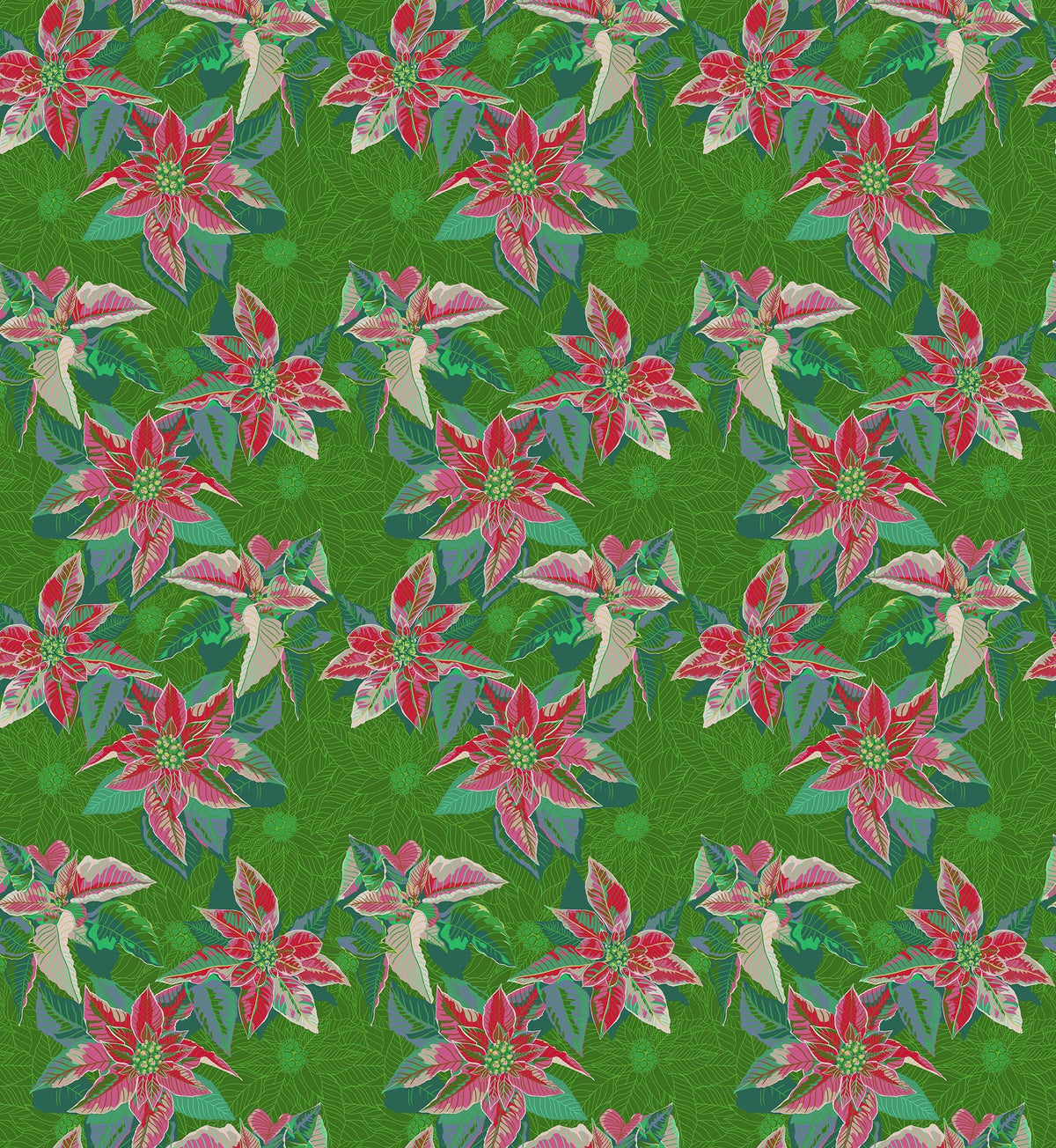 Cozy Christmas - Poinsettia in Housewarming - by Anna Maria Textiles with Northcott Fabrics