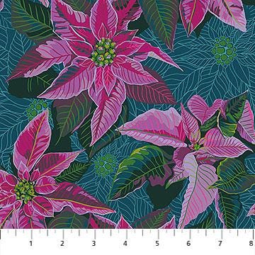 Cozy Christmas - Poinsettia in Flourish - by Anna Maria Textiles with Northcott Fabrics