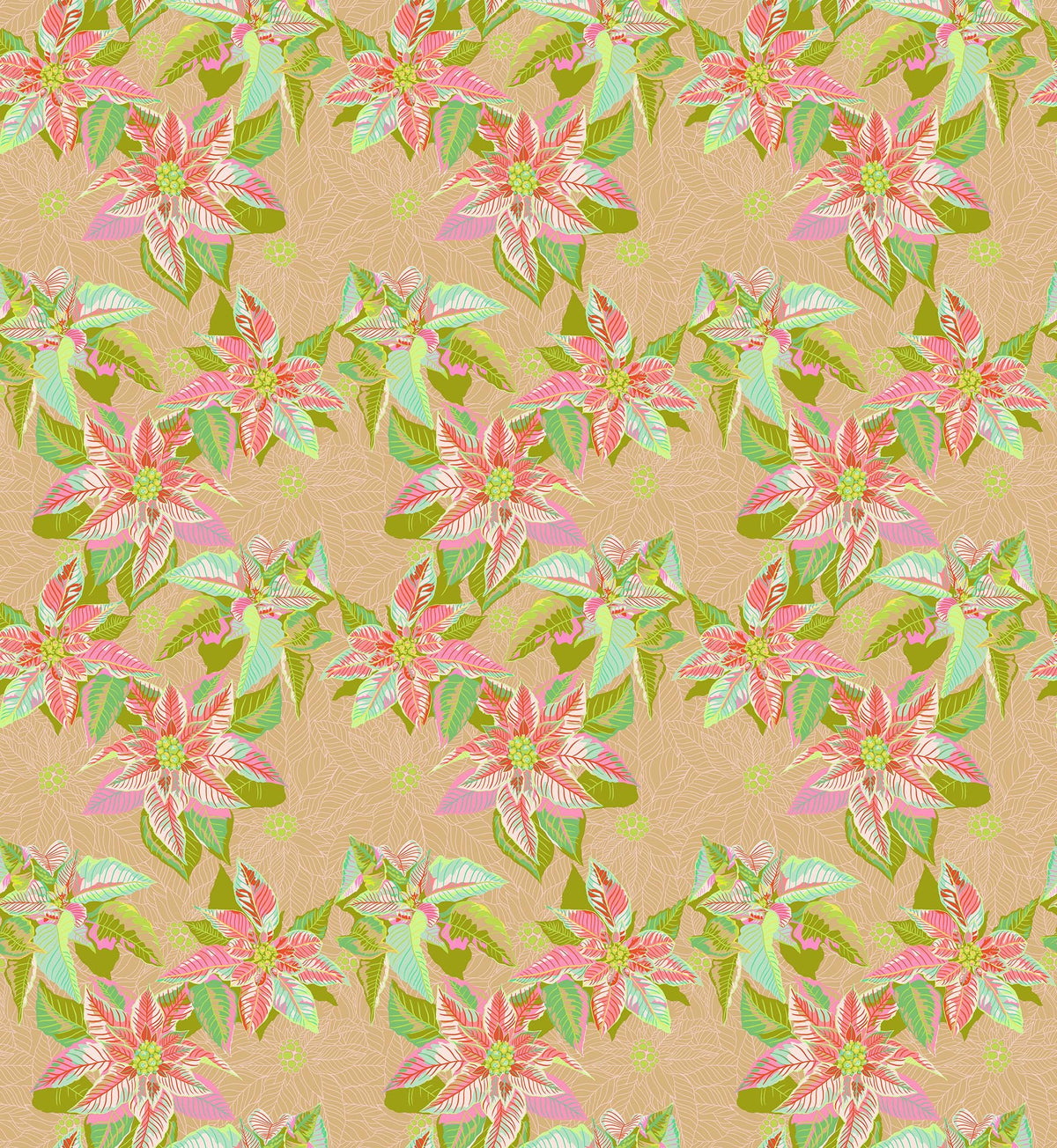 Cozy Christmas - Poinsettia in Fresh - by Anna Maria Textiles with Northcott Fabrics