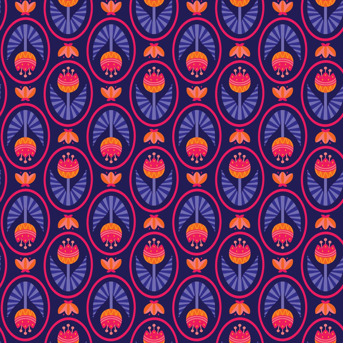 Blooming Garden - Tulip Love in Navy - by Jojulein Design with Cloud 9 Organic Fabrics