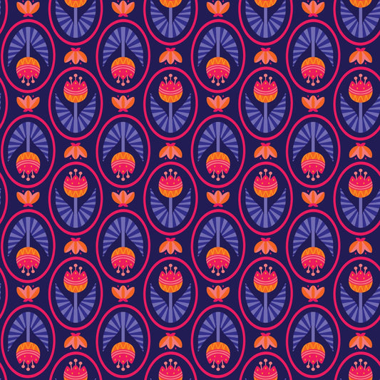 Blooming Garden - Tulip Love in Navy - by Jojulein Design with Cloud 9 Organic Fabrics