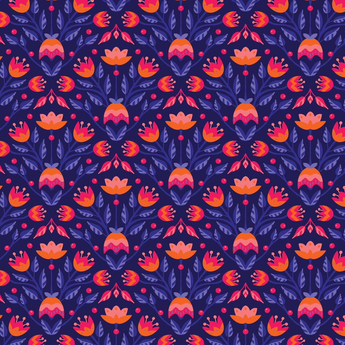 Blooming Garden - Full Bloom in Navy - by Jojulein Design with Cloud 9 Organic Fabrics