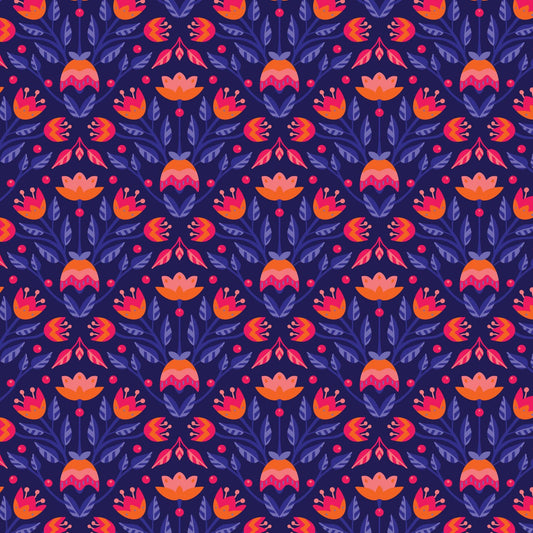 Blooming Garden - Full Bloom in Navy - by Jojulein Design with Cloud 9 Organic Fabrics