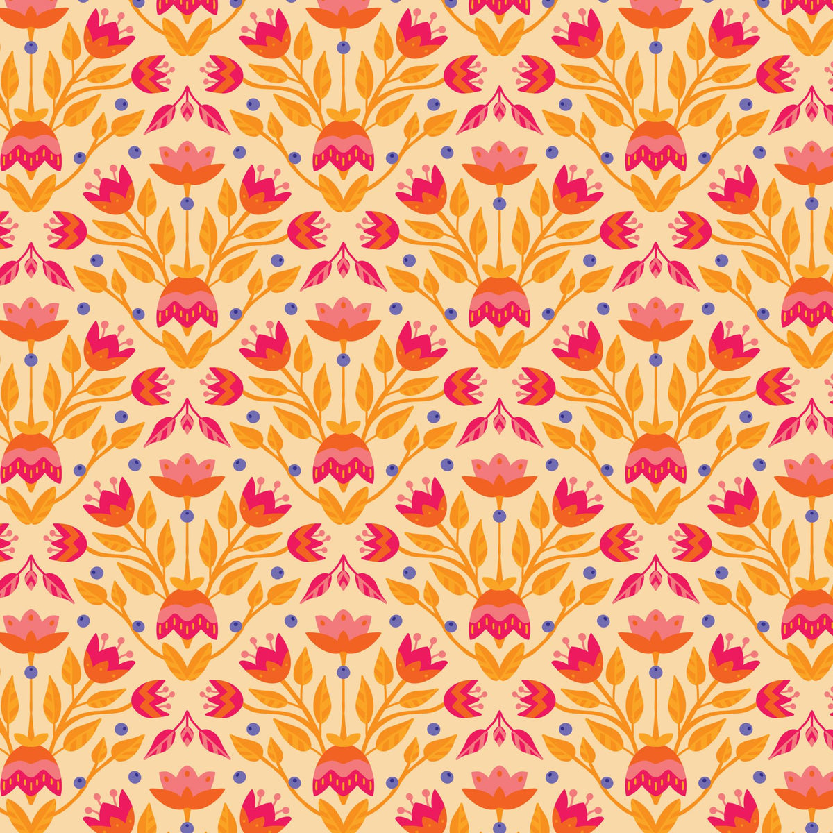 Blooming Garden - Full Bloom in Pale Orange - by Jojulein Design with Cloud 9 Organic Fabrics