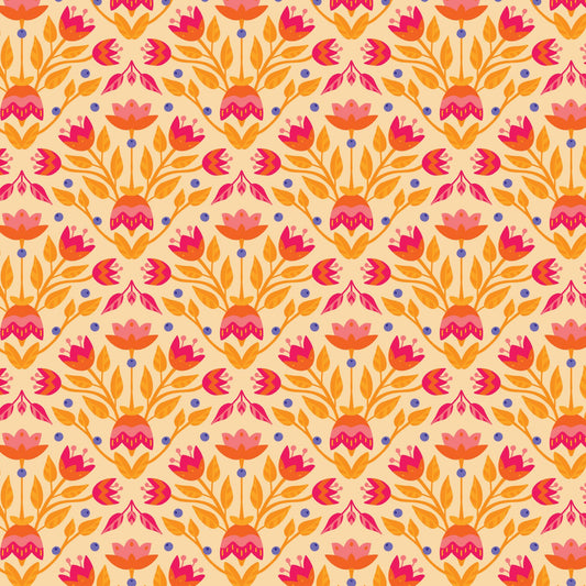Blooming Garden - Full Bloom in Pale Orange - by Jojulein Design with Cloud 9 Organic Fabrics