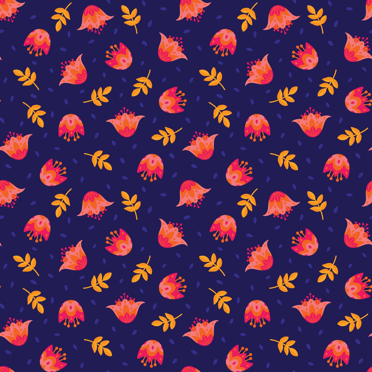 Blooming Garden - Flower Dance in Navy - by Jojulein Design with Cloud 9 Organic Fabrics