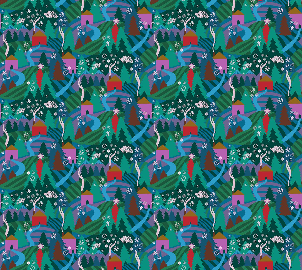 Cozy Christmas - Flurry in Evening - by Anna Maria Textiles with Northcott Fabrics