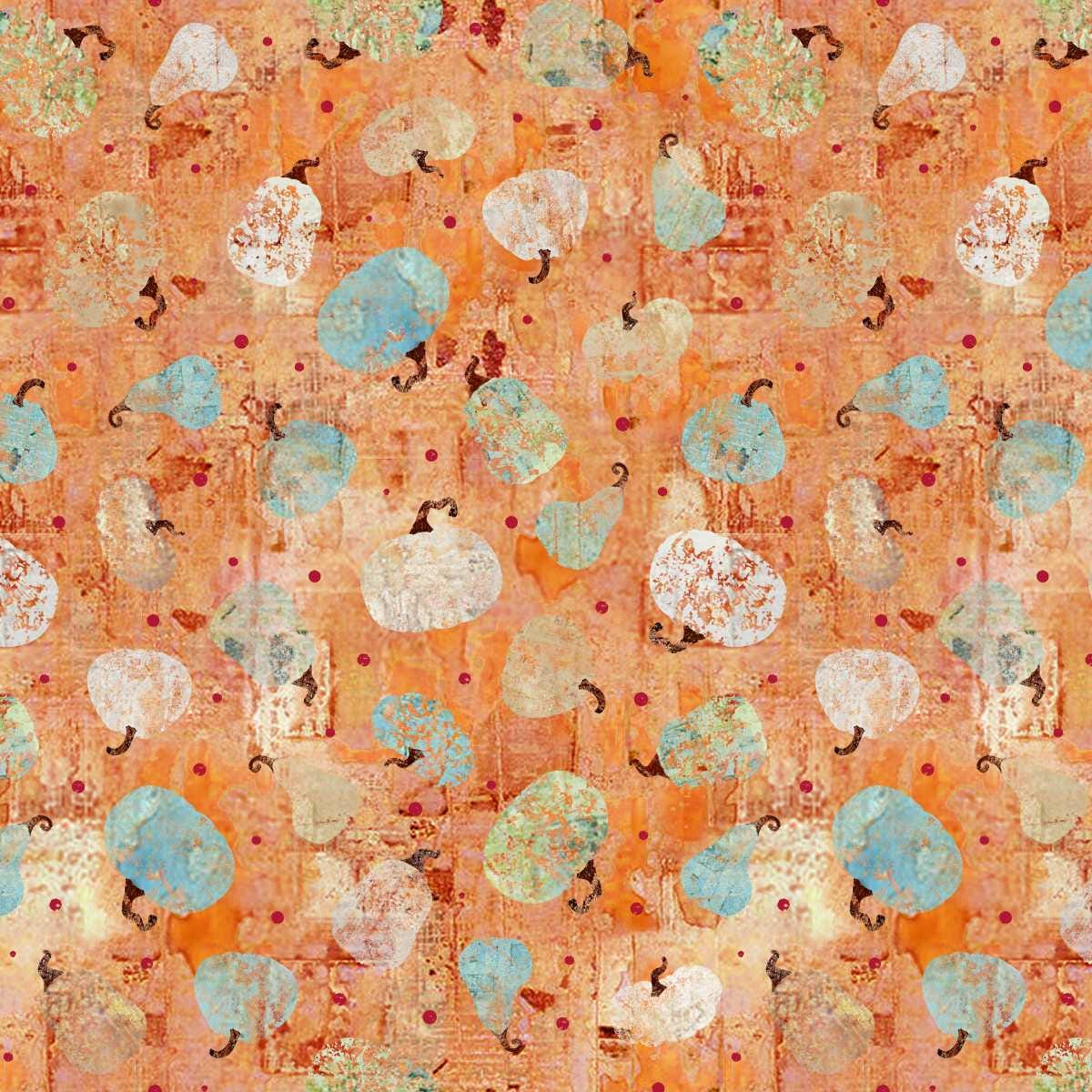 Free Falling - Rough Pumpkins in Tangerine - by Funny Girl with Studio E Fabrics