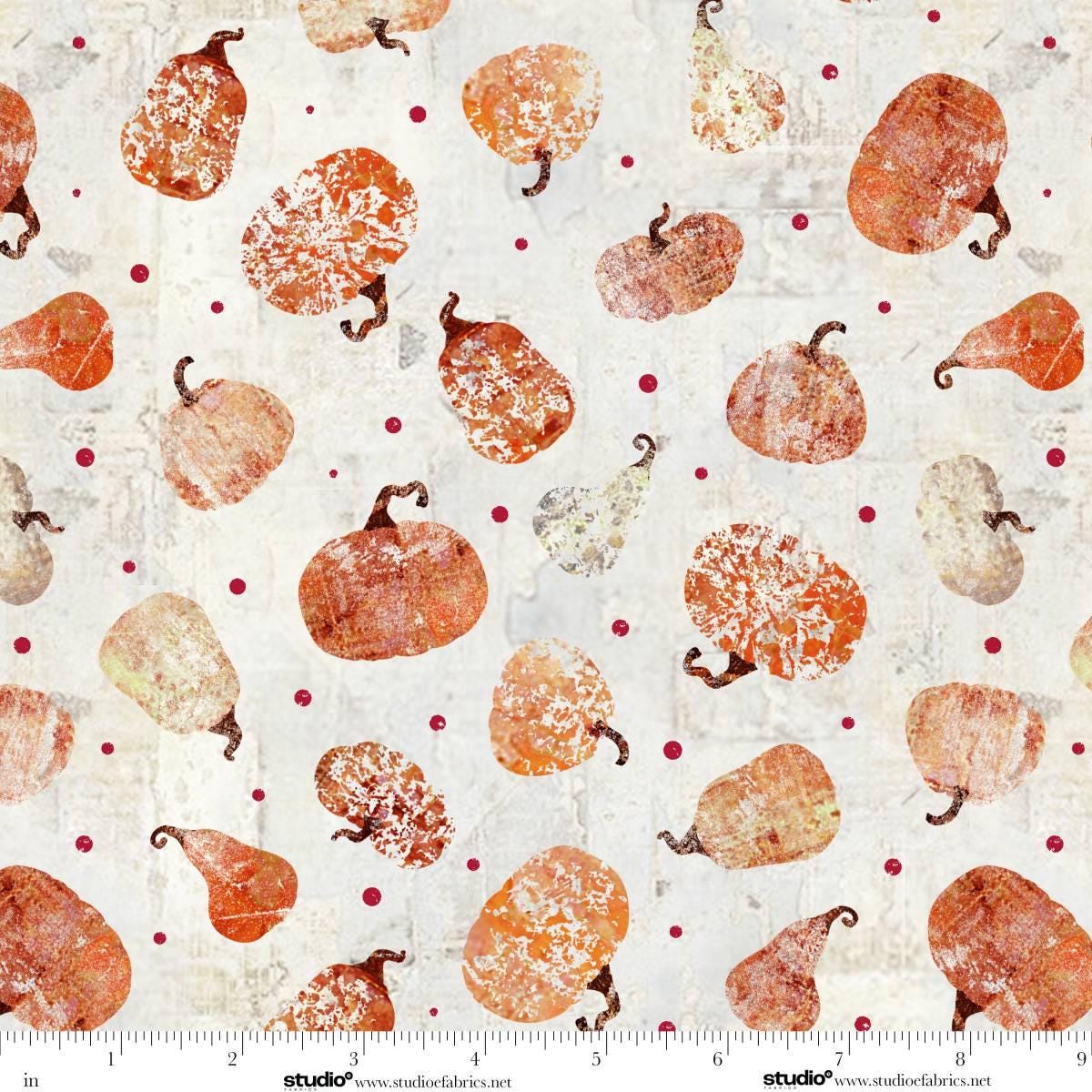 Free Falling - Rough Pumpkins in Pearl - by Funny Girl with Studio E Fabrics