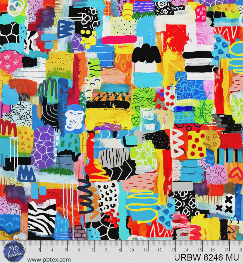 Urban Ink - 108" Wide Back in Pattern Graffiti - by Alloyius McIlwaine with P&B Textiles