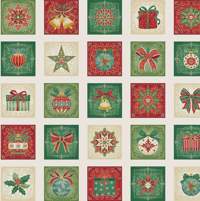 Adorn - Squares Panel - by Makower UK with Andover Fabrics