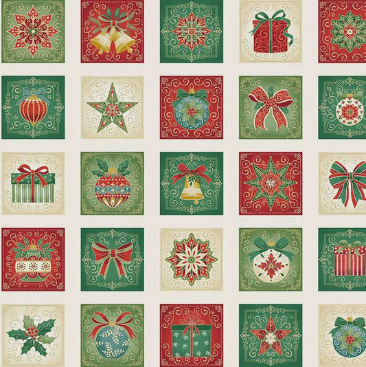 Adorn - Squares Panel - by Makower UK with Andover Fabrics