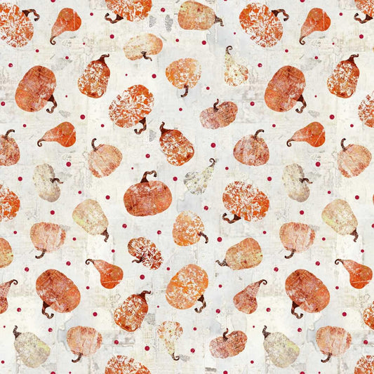 Free Falling - Rough Pumpkins in Pearl - by Funny Girl with Studio E Fabrics
