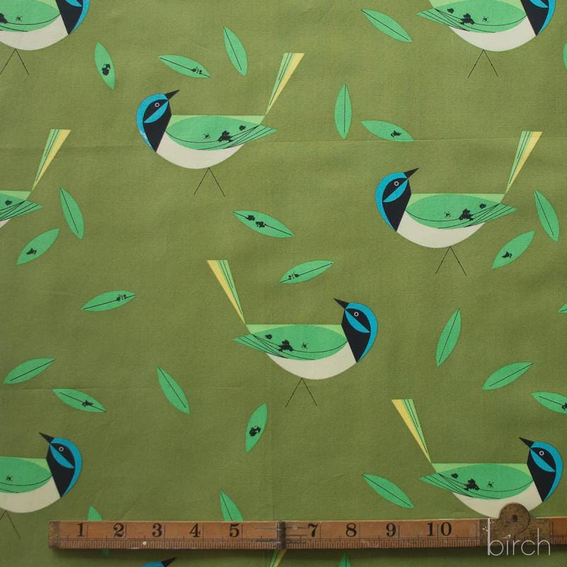 Iconic Vol.2 Poplin - Green Jay - by Charley Harper with Birch Organic Fabrics
