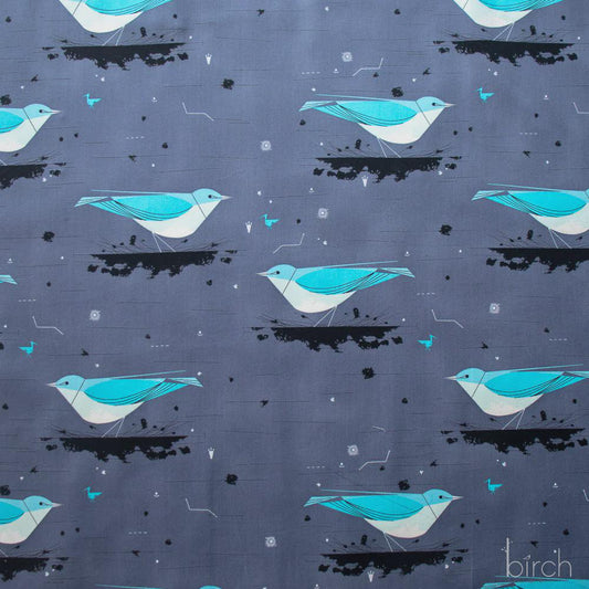 Iconic Vol.2 Poplin - Iconic Mountain Bluebird - by Charley Harper with Birch Organic Fabrics