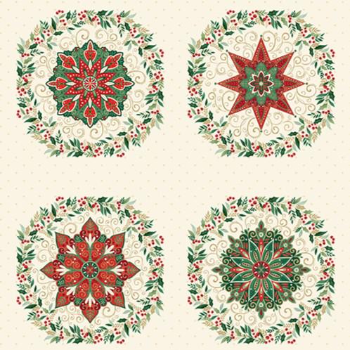 Adorn - Cream Circles Panel - by Makower UK with Andover Fabrics