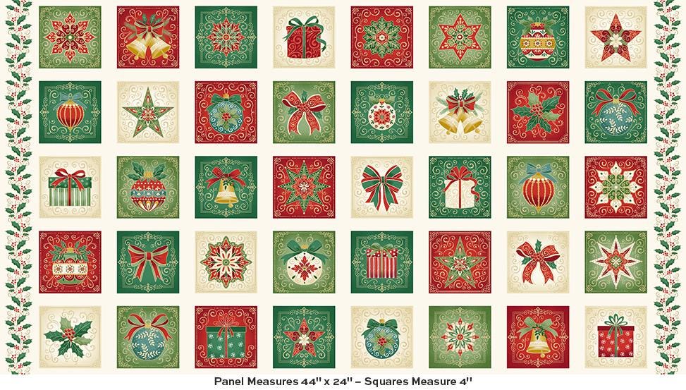 Adorn - Squares Panel - by Makower UK with Andover Fabrics