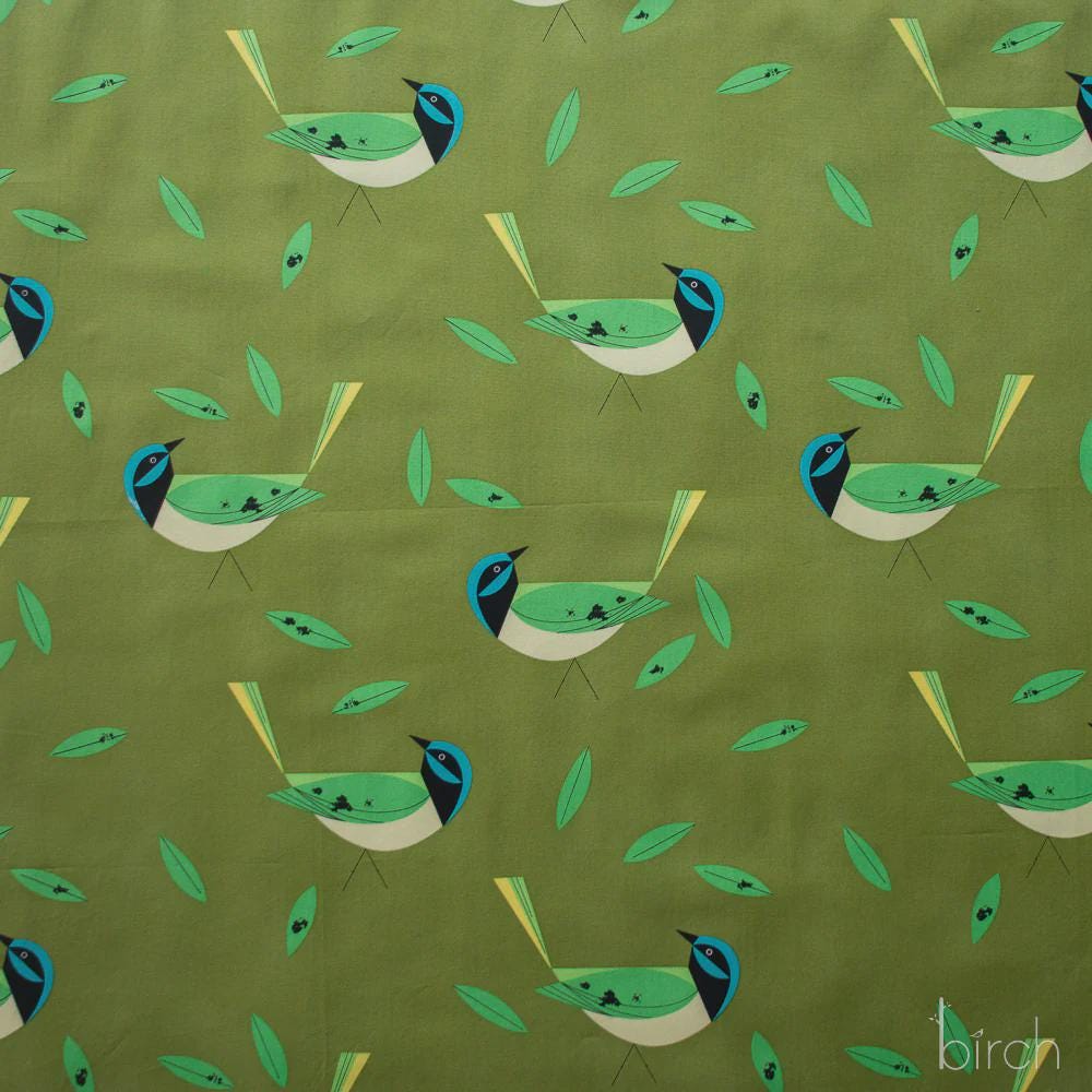 Iconic Vol.2 Poplin - Green Jay - by Charley Harper with Birch Organic Fabrics