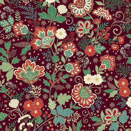 Adorn - Bloom in Burgundy - by Makower UK with Andover Fabrics