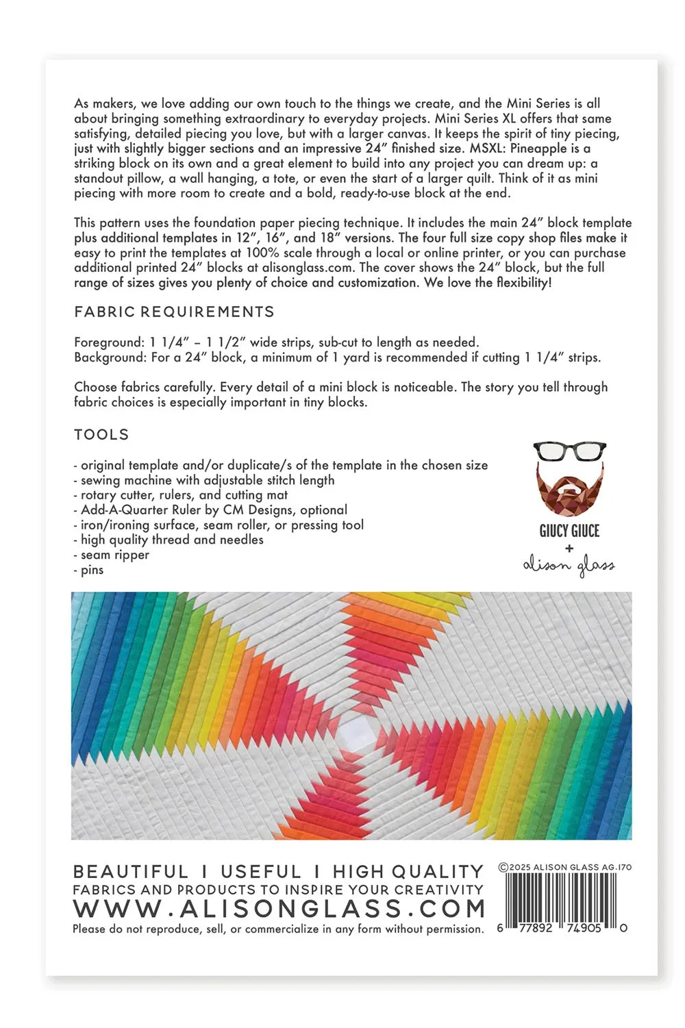 Mini Series XL: Pineapple Quilt Pattern by Giucy Giuce & Alison Glass