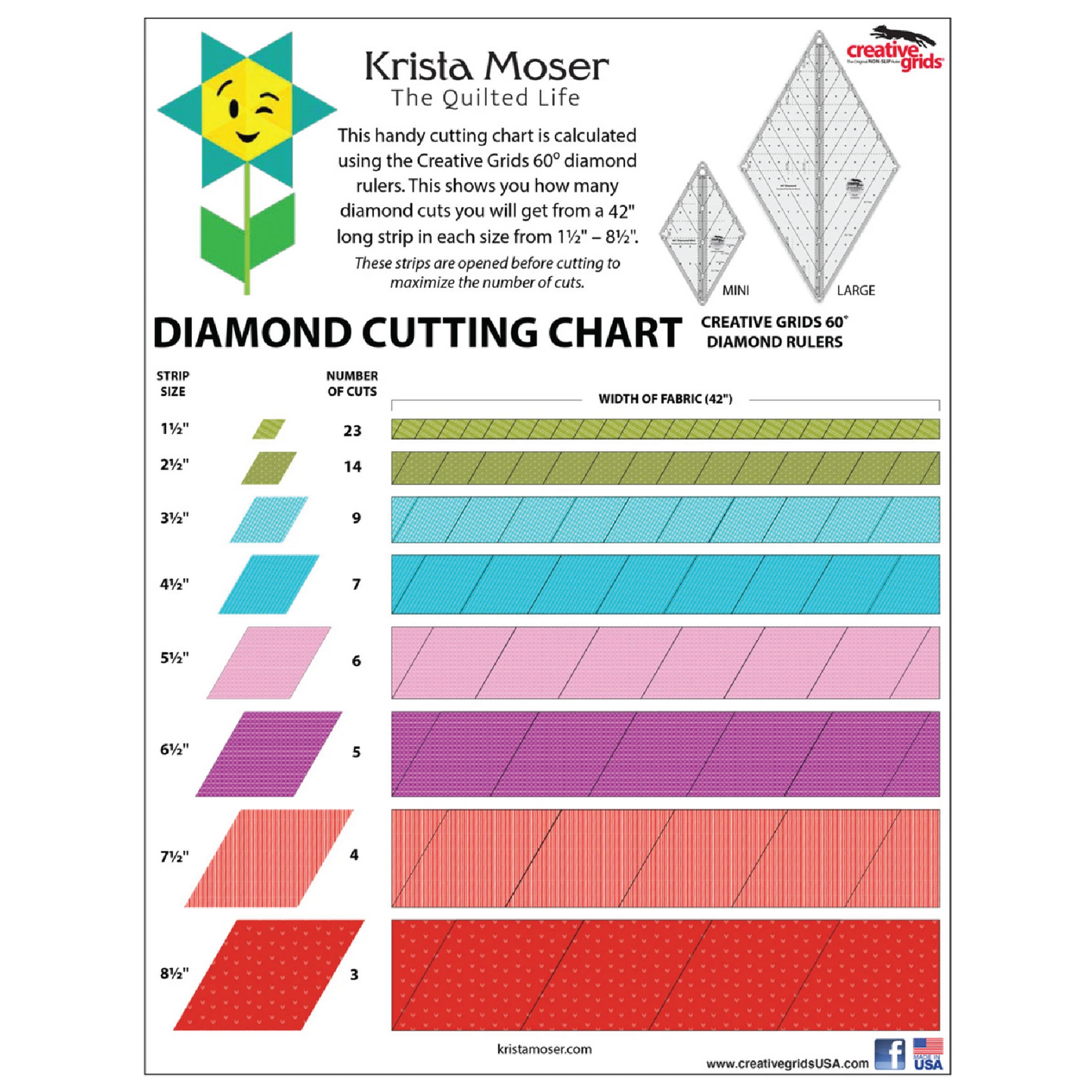 60° Mini Diamond Ruler – by Krista Moser for Creative Grids
